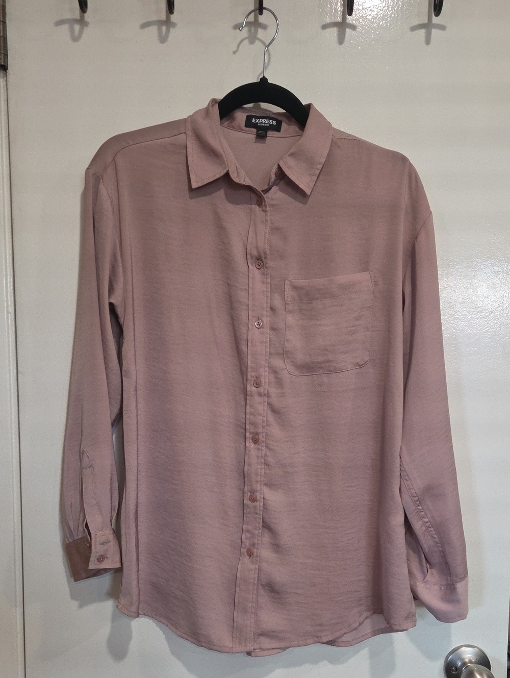 Express Women's Long Sleeve Button-Up Shirt - Dusty Rose. Size XS